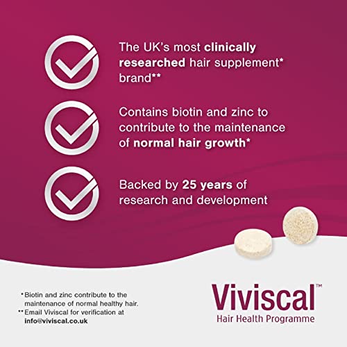 Viviscal Biotin Hair Supplement For Women, Pack of 60 Biotin & Zinc Tablets, Natural Ingredients with Rich Marine Protein Complex AminoMar C, Contributes to Healthy Hair Growth (1 Month Supply)