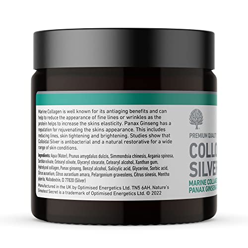 Nature's Greatest Secret All Natural Premium Quality Colloidal Silver Marine Collagen and Panax Ginseng Antiaging Cream 100g