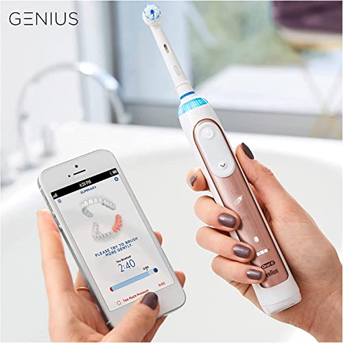 Oral-B Genius Electric Toothbrush with Artificial Intelligence, Gifts For Women / Men, App Connected Handle, 3 Toothbrush Heads & Travel Case, 5 Modes, Teeth Whitening, 2 Pin UK Plug, 8000