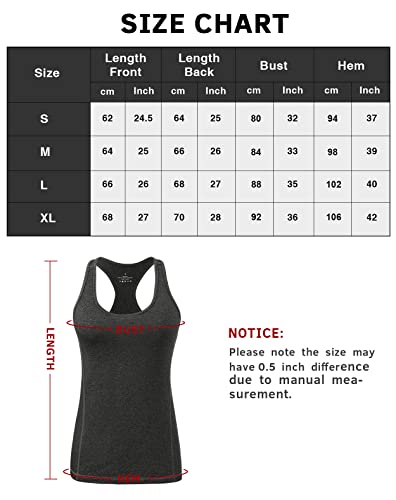 Vislivin Workout Tank Tops for Women Running Racerback Tanks Exercise Yoga Tops Activewear Vest - 4 Pack Black/Gray/Black/Wine Red-8 S