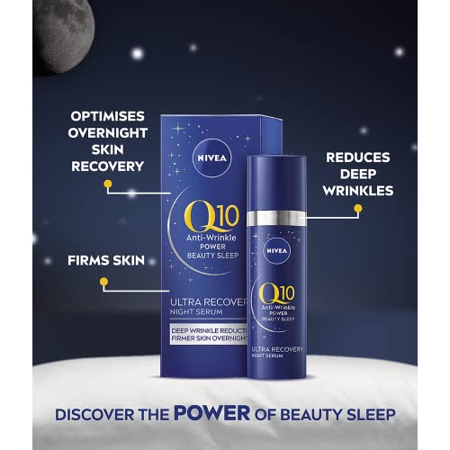 NIVEA Q10 Anti-Wrinkle Power Ultra Recovery Night Serum (30ml), Face Serum with Pro-vitamin B5 and Q10, For Deep Wrinkle Reduction and Firmer, Stronger Skin