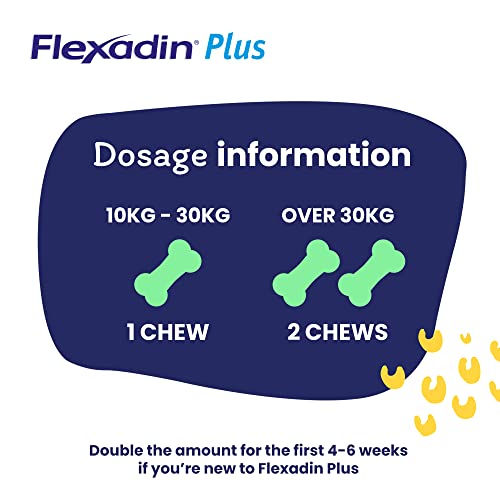 Flexadin Plus Joint Supplement Chews for Medium and Large Dogs (over 10kg) | Aids Mobility & Flexibility| Glucosamine, Chondroitin, Omega 3 & Vitamin E| 90 Chews