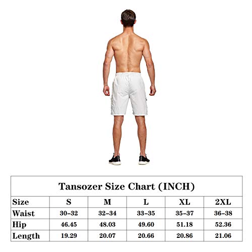 Tansozer Mens Swimming Shorts Quick Dry Swim Shorts Swimming Trunks Men Beach Shorts Waterproof Board Shorts with Pockets Surf Shorts Mesh Lining Grey M