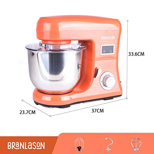 Branlason Stand Mixer 1300w Dough Machine Multifunction kitchen Food Mixer 5L Electric Cake Mixer with Bowl, Beater, Hook, Whisk Food Blender with Pulse Function and Turbo Speed Control (Red 1)