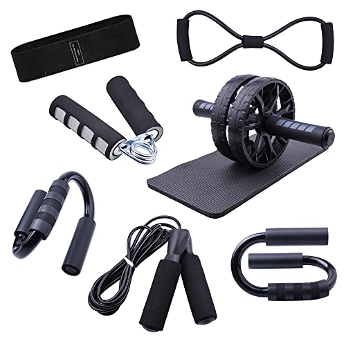 Gym Equipment for Home Workout Fitness Equipment, Abdominal Exercise, Roller Set with Push-Up Bar, hand exercisers Skipping Rope and Knee Pad Strength