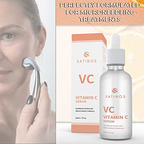 Vitamin C Serum Hyaluronic Acid Serum For Face With Vitamin E | Microneedling Serum for Derma Roller | Organic Anti Aging Brightening Serum | Anti Wrinkle and Solution for Acne Scars | 50 ml