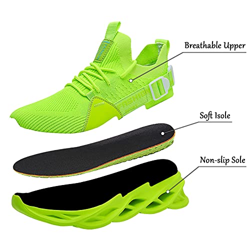 Men Women Walking Trainers Light Running Breathable Tennis Casual Gym Slip On Blade Shoes Fashion Sneakers Comfortable Athletic Fitness Sport Shoes for JoggingG133 Green 45