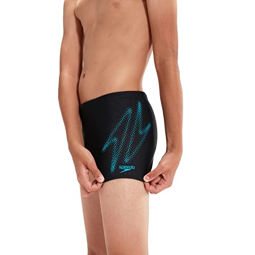 Speedo Boy's Hyper Boom Placement I Aquashort, Black/Bolt, 9-10 Years