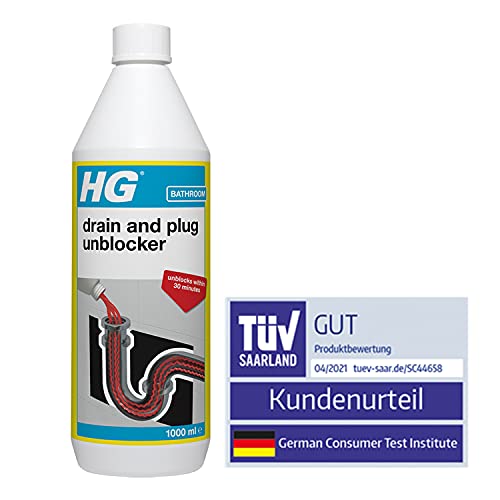 HG Plug Hole & Drain Unblocker by HG Cleaning Products, Effectively Removes Blockages & Cleans Blocked Drains Fast, Pipe Cleaner for Blocked Drain Pipes in Sinks or Shower Traps - 1 Litre (139100106)