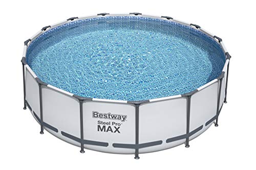 Bestway Steel Pro MAX Frame Pool Complete Set with Filter Pump Diameter 457 x 122 cm, Light Grey, Round