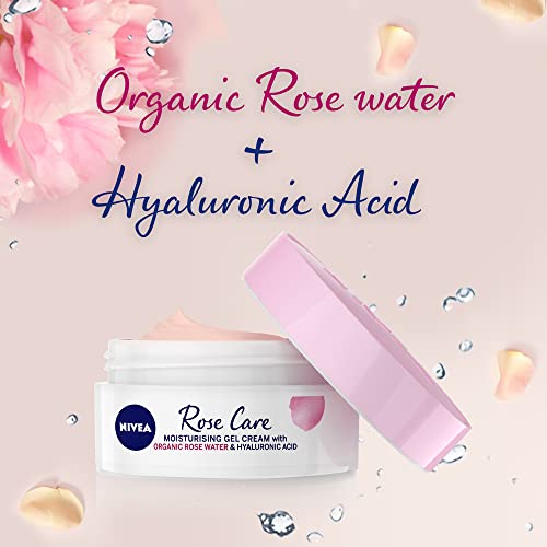 NIVEA Soft Rose 24h Day Cream (50 ml), Face Care with Rose Water and Hyaluron, Light Gel Face Cream for Smooth Delicate Skin, Moisturising Cream