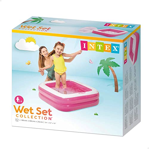 Intex inflatable square paddling pool 86x86x25 cm, Random Colors (pink or lime green), 1 unit