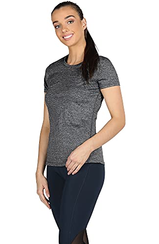 icyzone Women's Workout Running T-Shirt Activewear Yoga Gym Short Sleeve Tops Sports Shirts, 3-Pack (L, Royal Blue/Purple/Charcoal)