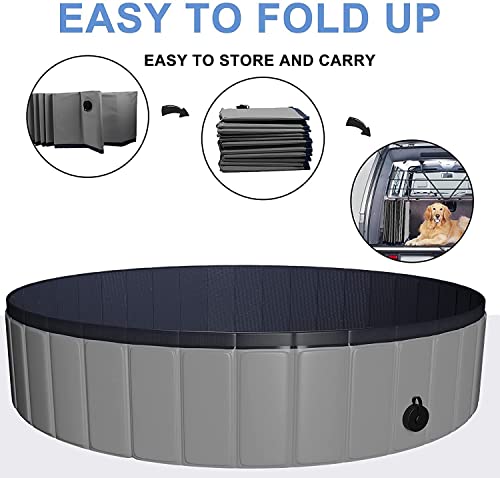 OBOVO Dog Pool for Large Dogs, Foldable Dog Pool, 160 x 30 cm, XXL Portable Dog Pool, Kiddie Pool for Pets, Hard Plastic Pet Bathtub, Indoor Outdoor Pool for Pets, Large Dogs, and Children