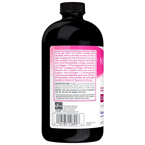 NeoCell M12899- Collagen + C Pomegranate Liquid - BioActive Collagen Type 1&3 + Antioxidants, Ionic Minerals, and Vitamin C Promotes Healthy Joint Cartilage Tissue; Non-GMO and Gluten-Free - 16 Ounces