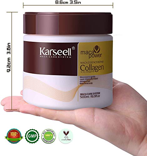 Karseell Hair Mask Collagen Treatment Natural Argan Oil Coconut conditioner for Dry Damaged Hair 16.9 oz 500ml