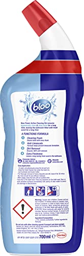 Bloo Power Active Gel, Toilet Cleaner, Blue Gel, Ocean with Anti-Limescale, Cleaning Foam and Extra Freshness, 700 ml x 10, Multipack