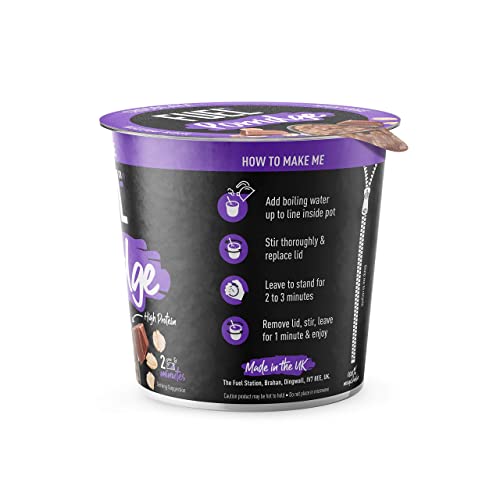 FUEL10K Porridge Pots, Chocolate - 8x70g - High Protein On The Go Breakfast