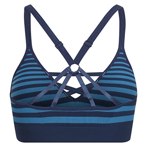 Reebok Women's Womens Reebok Seamless Crop Top Made from Durableworkout Active Wear With Removable Pads and Microfi Sports Bra, Blue Stripe, M UK