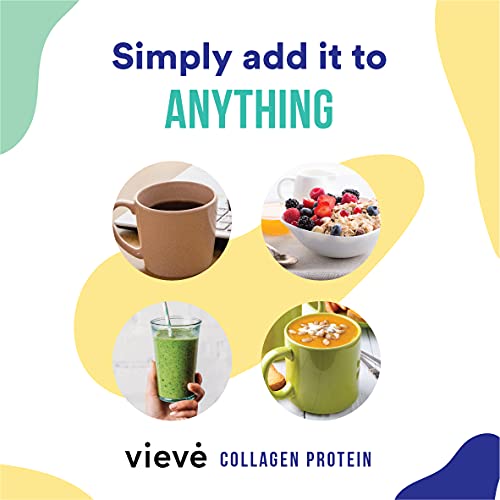 Vieve Collagen Protein Powder - Hydrolysed Bovine Peptides - Diet Support Supplement for Skin, Hair, Nail Health - Non-GMO, EU Grass-Fed, Pasture-Raised Cattle - No Dairy or Sugar, Flavourless, 400g