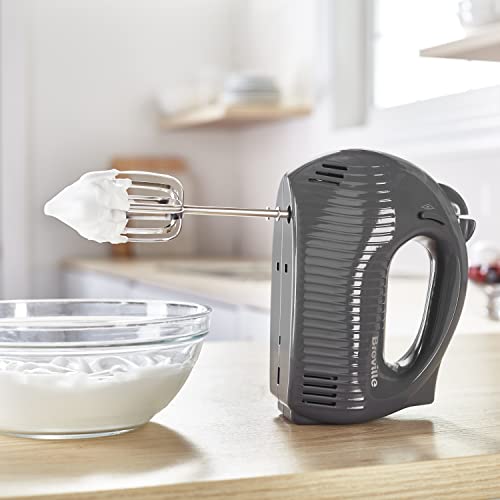 Breville Flow Electric Hand Mixer | 5 Speeds Plus Boost | with Beaters & Dough Hooks | 240W | Grey [VFM034]