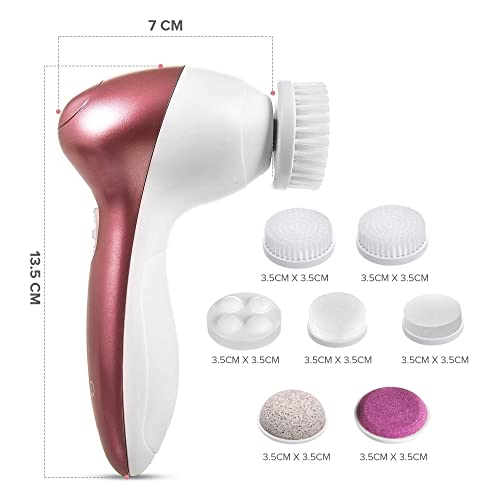 7 IN 1 ELECTRIC FACIAL FACE SONIC SPA CLEANSING BRUSH SKIN BEAUTY CARE CLEANSER WITH POUCH (ROSE GOLD)