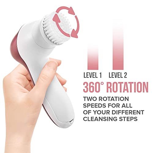 7 IN 1 ELECTRIC FACIAL FACE SONIC SPA CLEANSING BRUSH SKIN BEAUTY CARE CLEANSER WITH POUCH (ROSE GOLD)