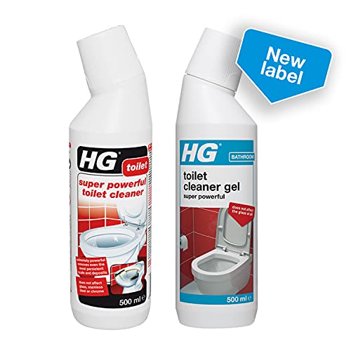 HG Toilet Cleaner Gel Super Powerful, Effective Bathroom/WC Descaler Cleans Toilet Bowl & Under Loo Rim, Limescale & Stain Remover (500 ml) - 322050106