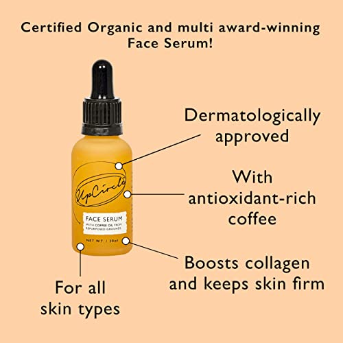 UpCircle Organic Face Serum With Coffee Oil 30ml - Natural Hydrating Facial Oil - Vitamin C, Rosehip Oil Fades Dark Spots + Sea Buckthorn Keeps Skin Supple - Vegan + Cruelty-Free