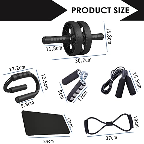 Gym Equipment for Home Workout Fitness Equipment, Abdominal Exercise, Roller Set with Push-Up Bar, hand exercisers Skipping Rope and Knee Pad Strength