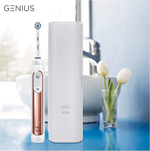 Oral-B Genius Electric Toothbrush with Artificial Intelligence, Gifts For Women / Men, App Connected Handle, 3 Toothbrush Heads & Travel Case, 5 Modes, Teeth Whitening, 2 Pin UK Plug, 8000