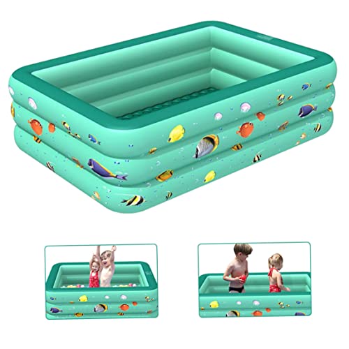 Paddling Pool, Inflatable Paddling Pools for Kids Cartoon Paddle Pool Small Swimming Pools for Gardens Outdoor Backyard Green 150CM