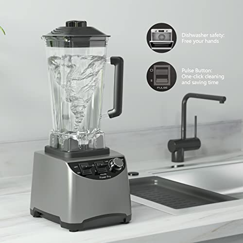 Blender 2000W, Blender Smoothie Maker, Professional Blender with 1.8L BPA-Free Tritan Container, 6 Stainless Steel Blade for Ice/Soup/Nuts.