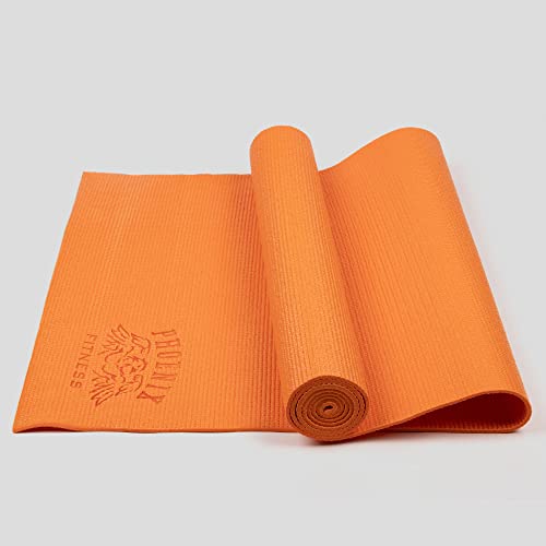 Phoenix Fitness RY1098 Yoga Mat Non-Slip Exercise Mat for Women & Men's Home Fitness, Mat for Yoga & Pilates, 183cm x 61cm x 4mm Thickness, Orange