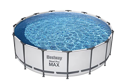 Bestway Steel Pro MAX Frame Pool Complete Set with Filter Pump Diameter 457 x 122 cm, Light Grey, Round