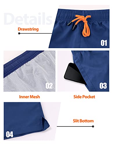 YUTYTH Men’s Swimming Shorts Swim Trunks Waterproof Quick Dry Beach Shorts Surfing Board Shorts with Mesh Liner and Pockets Navy