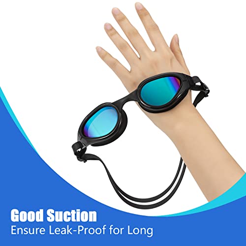 BeiHeng Swimming Goggle Set - Include Leak Free Anti Fog Swimming Goggle, High Elastic Large Silicone Swimming Cap, Soft Ear Plug and Nose Clip - 4 in 1 Swim Set for Teenagers and Adults