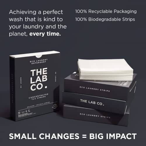 The Lab Co. Laundry Detergent Strips Sheets Eco Ultra-Concentrated Non-Bio Relaxing Fragrance Cotton & Jasmine for Hand and Machine Washing. For up 64 Loads