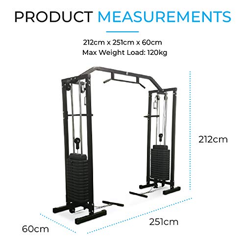 FIT4HOME Multi Gym | Gym Equipment For Home | Heavy Duty | Cable Crossover | 200kg Weight Plates | Body Strength Training Equipment | TF-1007 Black (150)