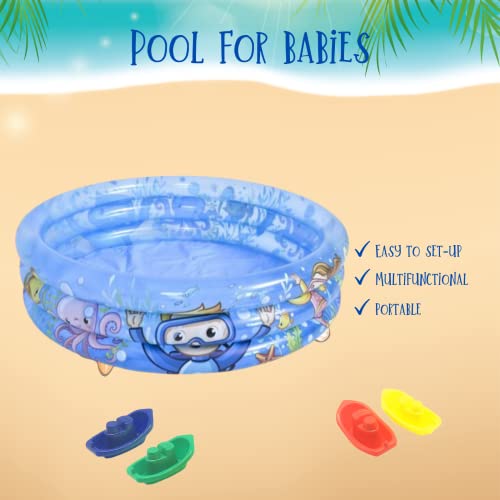 Paddling Pool for Kids - Inflatable Pool for Kids with Bath Toys - Small Paddling Pool for Toddlers, 3 Ring Baby Pool for Garden, Kids Swimming Pool, Outdoor Mini Paddling Pool, Inflatable Ball Pit