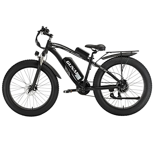 CANTAKEL Electric Mountain Bike, 26 Inch Electric Bike, Adult Electric Bike with Back Seat and Hidden Battery, Premium Full Suspension, Shimano Professional 21 Speed Transmission (Black)