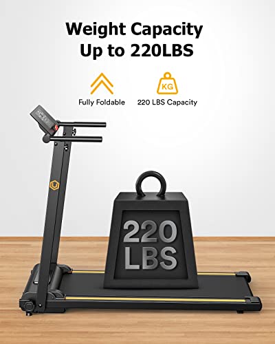 UREVO Folding Treadmill, 2.25HP Foldable Treadmill with 12 HIIT Modes, Compact Mini Treadmill for Home Office, Space Saving Small Treadmill with Large Running Area