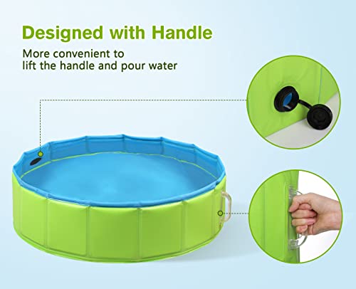 Pecute Dog/Kid Paddling Pool 80cm, Durable Foldable Dog Swimming Pool with Handle - Nonslip Pet Bathtub Children Kids Ball Pits Sandbox Bathing Pool for Garden Patio Bathroom(M: 31.5 x 7.8in)