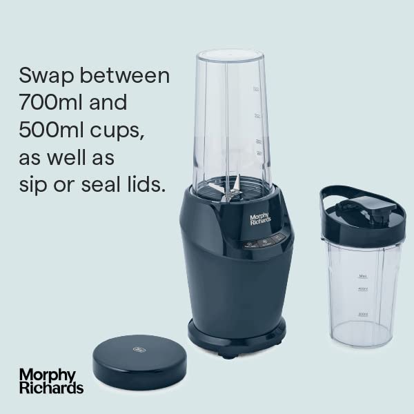 Morphy Richards Compact Blender- Blue - 1000w - 700ml & 500ml - 3 speeds - Seal & Sip lid - 403060