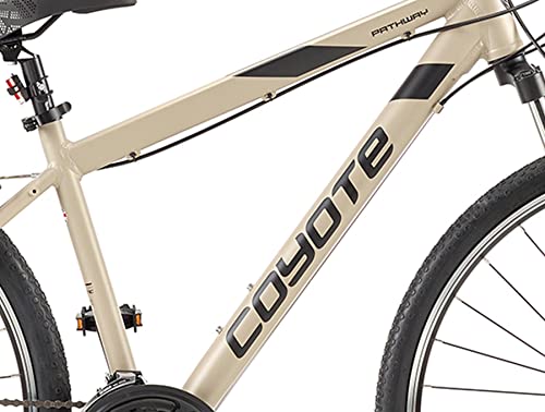 Coyote PATHWAY Gents's Front Suspension MTB Bike With 700C Wheels 20-Inch Frame, 21-Speed Shimano Gearing & Shimano EZ Fire Shifters, V-brake, Beige Cream Colour