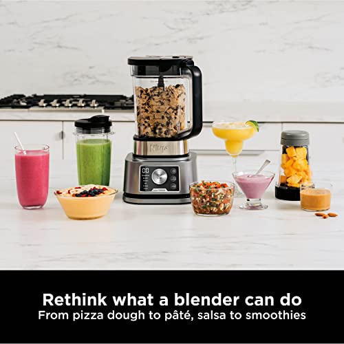 Ninja Foodi Nutri Blender [CB350UK] 3-in-1 Power Nutri Blender, Auto-iQ Technology & Ninja Professional Chopper [NJ1002UKBK] Stackable, 200W, Black