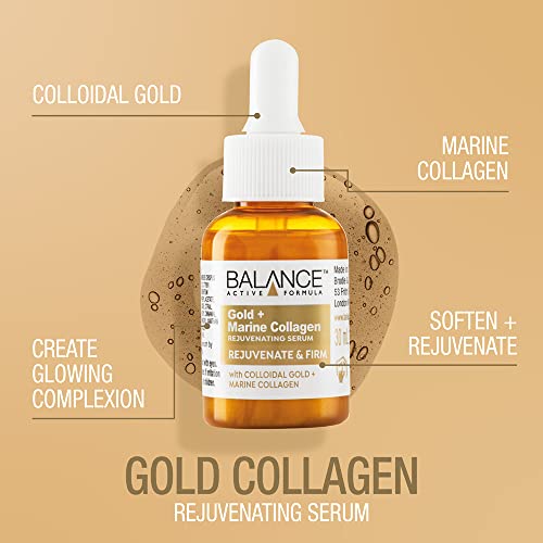 Balance Active Formula Gold and Marine Collagen Rejuvenating Serum (30ml) - Light-Weight and Non-Greasy. Rejuvenating and Repairing. Plumper Appearance.