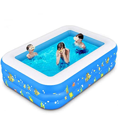 GOLDGE Rectangular Paddling Pools, 82.6 x 53.1 x 21.7” Inflatable Kiddie Pool Rectangular Inflatable Pools for Summer Party Games Play Swimming Pool Swim Centre Pools for Indoor Outdoor Garden Yard