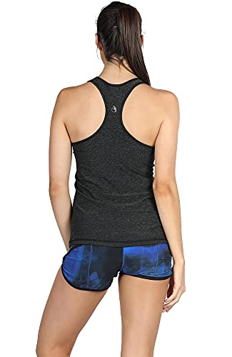 icyzone Workout Running Tank Top for Women - Racerback Yoga Tops Exercise Gym Shirts 3-Pack (XXL, Black/Granite/Orange)