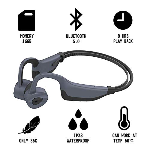 Aztine MP3 & Bluetooth 2 in 1 Bone Conduction Headphones for Swimming, IPX8 Level Underwater 3 Metres Waterproof Earphones, 8 Hours Play with 16GB Memory